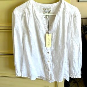 Rachel Zoe. New with tags size L. White 100% linen. Rounded hem.